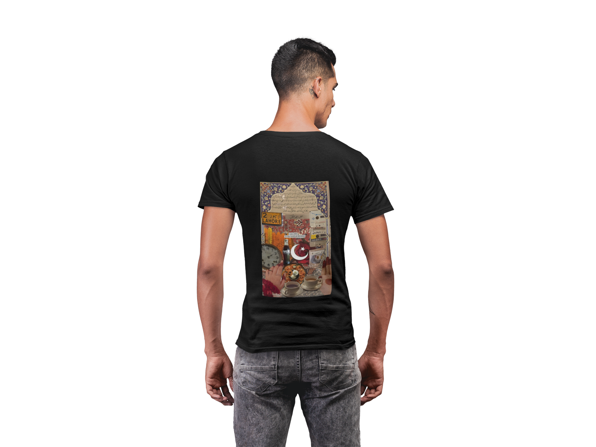 Lahore Nostalgia Collage Tee Black – Rrangg streetwear Dubai
