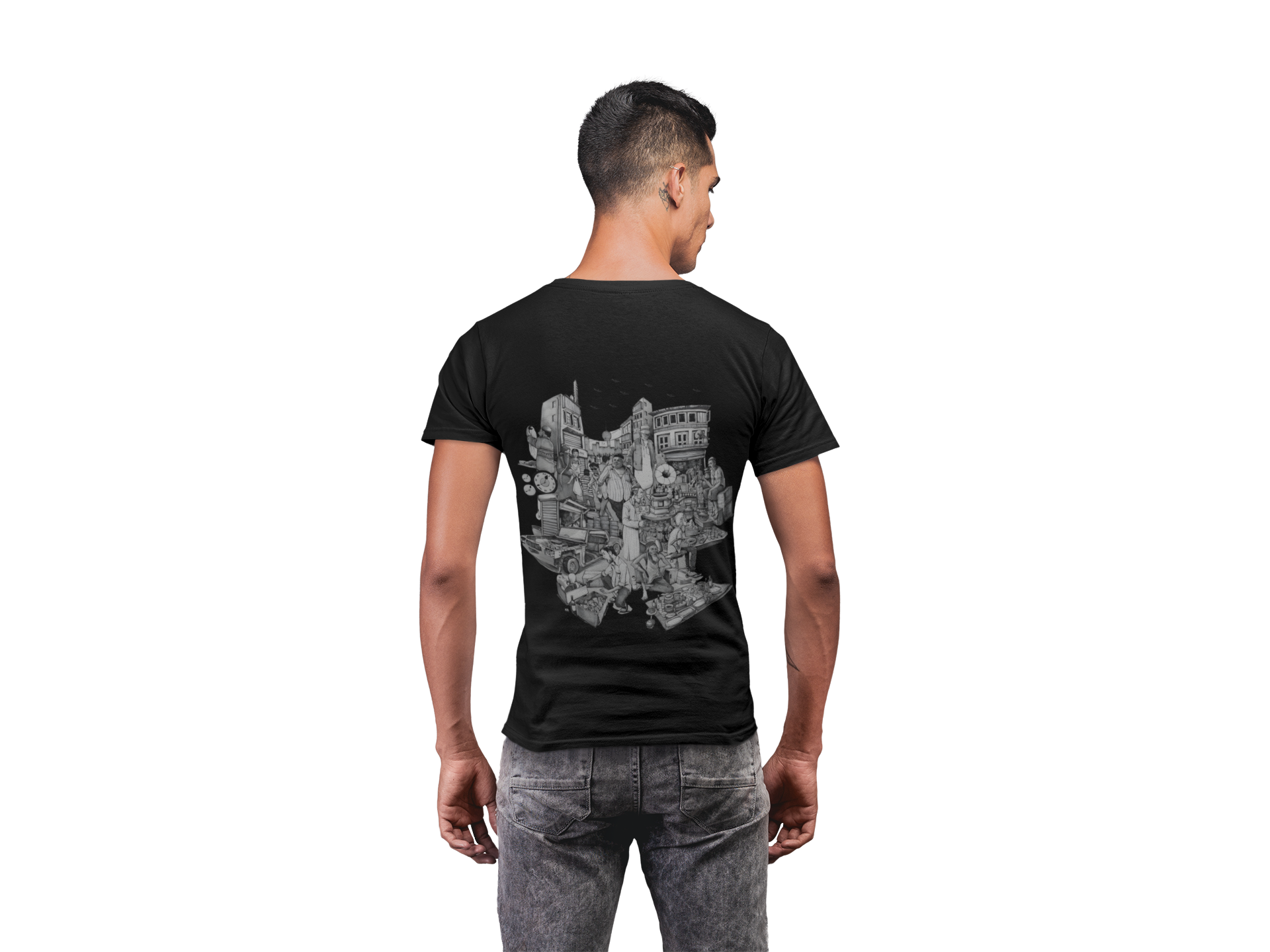 Old Karachi Illustration Tee Black – Rrangg streetwear Dubai